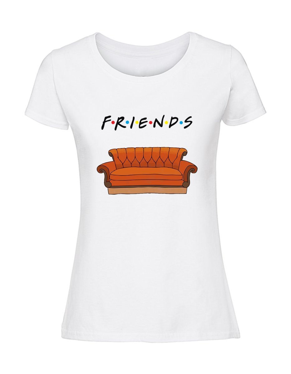 Damska koszulka z nadrukiem - friends kanapa v2 biały M