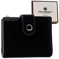 Portfele - Pojemny portfel damski na karty i dokumenty ochrona RFID portmonetka na suwak Peterson, czarny - miniaturka - grafika 1