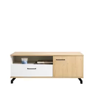 Szafki RTV - Szafka RTV MD8 Madison Biały Meblar Biały Lux, Dąb Biszkoptowy - miniaturka - grafika 1