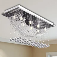 Lampy sufitowe - VidaXL Biała lampa sufitowa z błyszczącymi kryształkami, 8 x G9, 29 cm 241391 - miniaturka - grafika 1