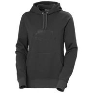 Bluzy damskie - Helly Hansen Damska bluza z kapturem W Nord z grafiką, 980 heban, L - miniaturka - grafika 1