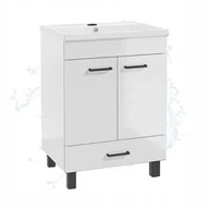 Szafki łazienkowe - Biała Szafka Łazienkowa Stojąca Z Umywalką Cała Lakierowana 60 x 40 x 85 cm - miniaturka - grafika 1