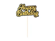 Ciasta i półprodukty do ciast - Topper na tort Happy Birthday złoto-czarny - 1 szt. - miniaturka - grafika 1