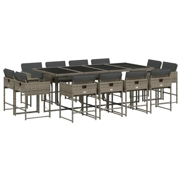 Zestaw mebli ogrodowych szary rattan PE, stół 220x106x73 cm, krzesła 50,
