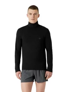 Koszulki męskie - Emporio Armani Męski T-shirt męski Turtle Warm wiskoza, czarny, M - grafika 1