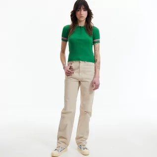 Spodnie damskie - Reserved Jeansy Straight - Kremowy - grafika 1