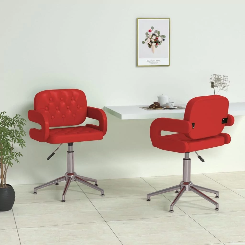 vidaXL Obrotowe krzesła stołowe 2 szt winna czerwień sztuczna skóra 335663