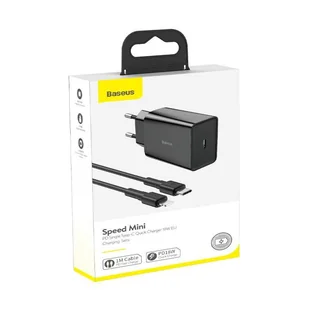 Baseus szybka ładowarka sieciowa USB Typ C Power Delivery 18 W 3 A + kabel USB Typ C - Lightning 2,4 A 1 m czarny (TZCCFS-X01) - Ładowarki do telefonów - miniaturka - grafika 14