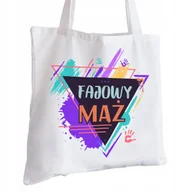 Torby i wózki na zakupy - Torba Bawełniana biała dla Męża Na Prezent ekologiczna Trwały Nadruk - miniaturka - grafika 1