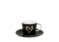 Filiżanki - Filiżanka ze spodkiem granatowa - Złote Serduszko - kubek - miniaturka - grafika 1