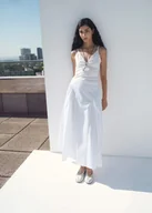 Spódnice - MANGO - Spódnica midi z bawełny z marszczeniami biały - 38 - Kobieta - miniaturka - grafika 1