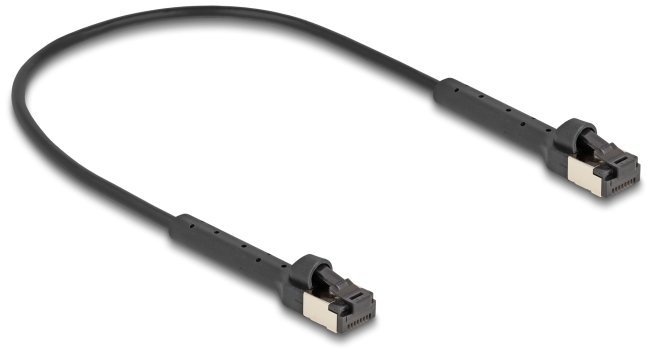Delock RJ45 Slim Kabel sieciowy Cat.8.1 U/FTP kątowy do 40 Gbps czarny 0,25 m 80938