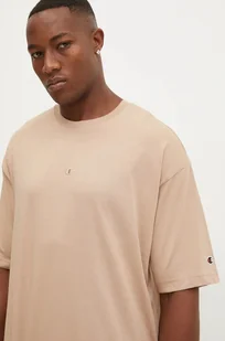 Champion t-shirt bawełniany męski kolor beżowy gładki 220279 - Koszulki męskie - miniaturka - grafika 1