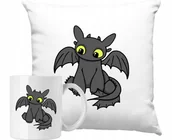 Gadżety dla niej i dla niego - ZESTAW PODUSZKA + KUBEK Jak Wytresować Smoka Szczerbatek Prezent +IMIĘ #2 - miniaturka - grafika 1