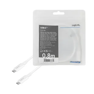 LogiLink USB-C 0.8m biały - Kable USB - miniaturka - grafika 1