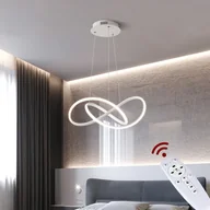 Oprawy, klosze i abażury - Eurotondisplay lampa wisząca LED 9642 biała 50cm wysokość 120cm 96W pilot zdalnego sterowania regulacja barwy/jasności światła ściemnialny klosz akrylowy biały lakierowany - miniaturka - grafika 1