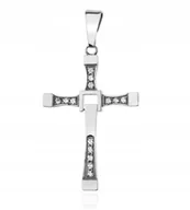 Naszyjniki - SREBRNY KRZYŻ TORETTO VIN DIESEL Z CYRKONIAMI 925 - miniaturka - grafika 1