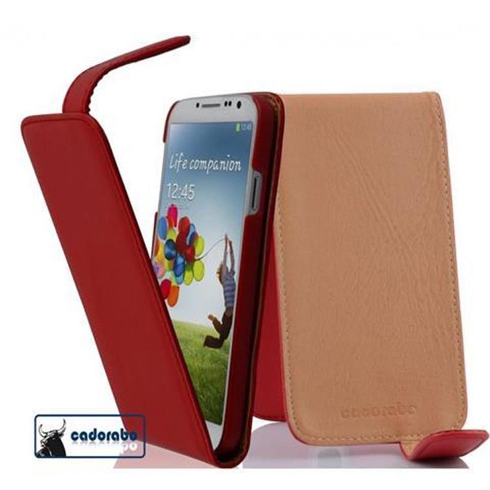 Etui Cadorabo do Samsung Galaxy S4 w kolorze CHILI RED etui na telefon komórkowy z klapką wykonane z gładkiej sztucznej skóry etui ochronne etui z klapką w stylu książki