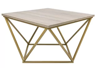HowHomely Stolik kawowy Curved 60 cm złoty ciemny dąb HowHomely 10-1568-60-GDO-MDF - Ławy i stoliki kawowe - miniaturka - grafika 1
