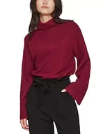 Swetry damskie - Vila Damski sweter z dzianiny z golfem, Beet Red, L - miniaturka - grafika 1