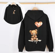 Bluzy dla dziewczynek - CZARNA Bluza z kapturem dla dziewczynki - wzór misiek39 - miniaturka - grafika 1