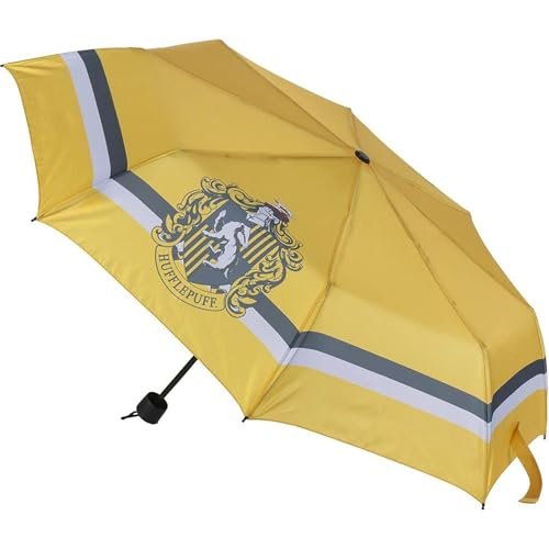 CERDÁ LIFE'S LITTLE MOMENTS Harry Potter parasol dla młodzieży i dorosłych – odporny na wiatr parasol z eleganckim wzornictwem Hogwartu i automatycznym otwieraniem, Hufflepuff, Standard