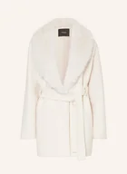 Płaszcze damskie - Maje Płaszcz Wełniany Z Obszyciem Sztucznym Futrem weiss - miniaturka - grafika 1