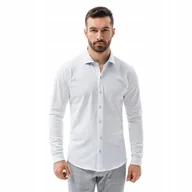 Koszule męskie - Biała koszula męska bawełniania z długim rękawem Ombre OM-SHCS-0177 V1 XXL - miniaturka - grafika 1