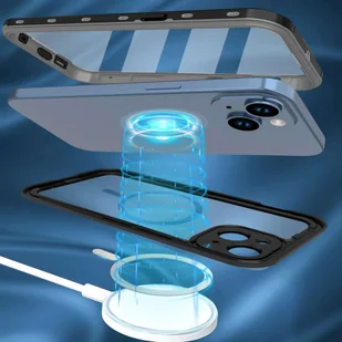 Etui do iPhone 15 wodoodporne Mag Safe Case pancerne wodoszczelne obudowa czarno-szare - Etui i futerały do telefonów - miniaturka - grafika 6