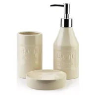 Akcesoria łazienkowe - Mondex Komplet łazienkowy Joff Bath Beige - miniaturka - grafika 1
