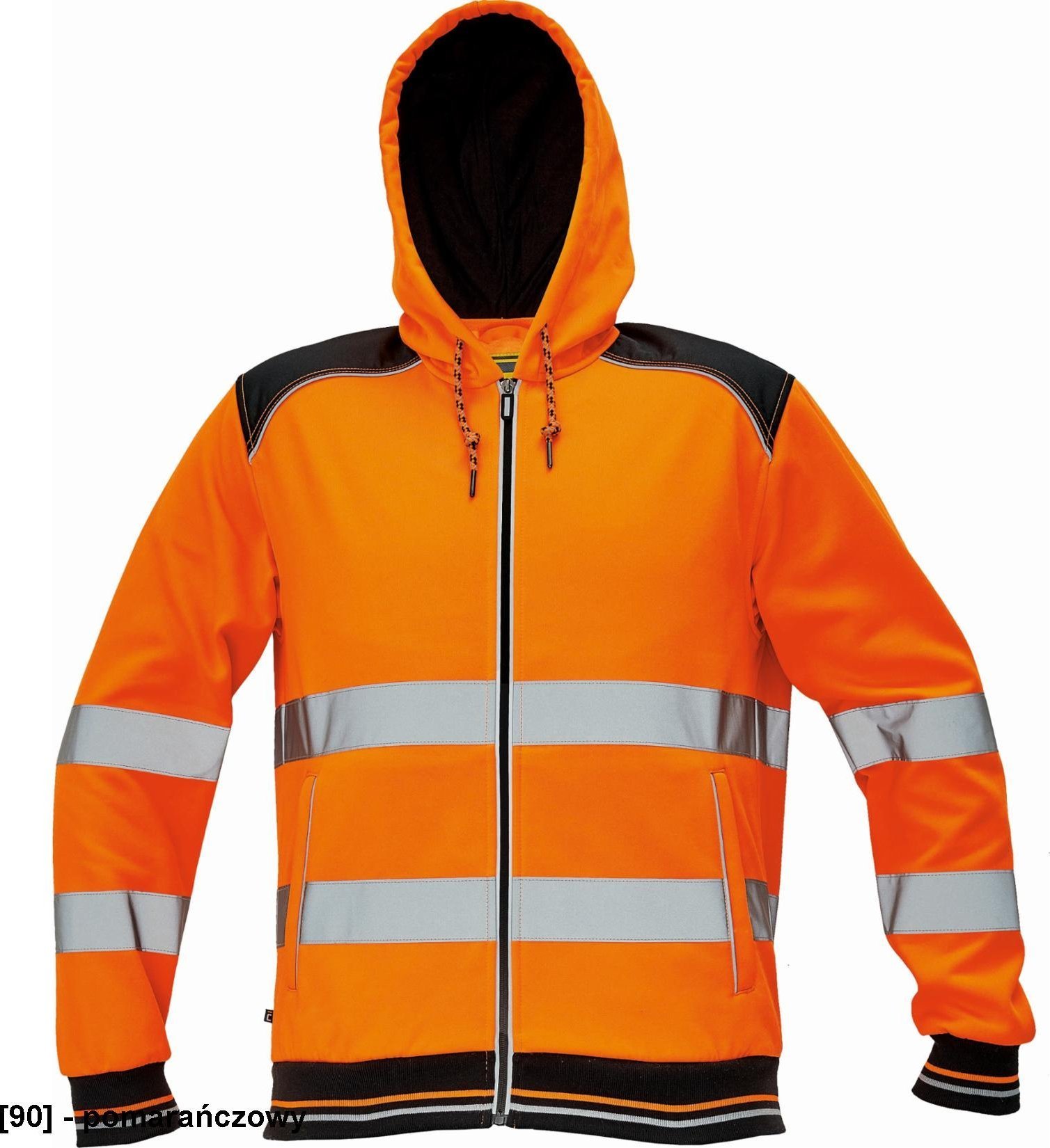 CERVA KNOXFIELD HI-VIS HOODIE - męska, zapinana na zamek bluza z kapturem w wersji hi-vis, mieszanka poliester i bawełna - pomarańczowy XXL