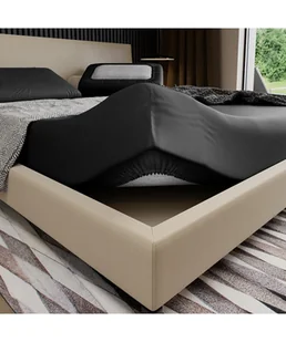 Prześcieradło satynowe 90x200 PAN MATERAC czarne z gumką 100% bawełna - Prześcieradła - miniaturka - grafika 1