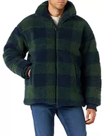 Kurtki męskie - Wrangler Męska kurtka Check Sherpa, granatowa, XL - miniaturka - grafika 1