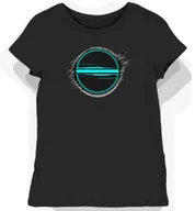 Koszulki i topy damskie - Koszulka damska czarna z grafiką turkusowej poświaty XS - miniaturka - grafika 1