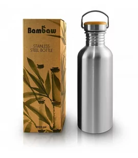 BAMBAW BAMBAW Butelka na wodę srebrny 1000ml BAW04688 - Shakery i bidony sportowe - miniaturka - grafika 1