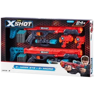 ZURU, Zestaw wyrzutni X-Shot Excel Double Hawk Eye & Double Micro Combo - Zabawki militarne - miniaturka - grafika 1