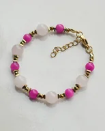 Bransoletki - Bransoletka z kwarcu różowego i jadeitu - miniaturka - grafika 1