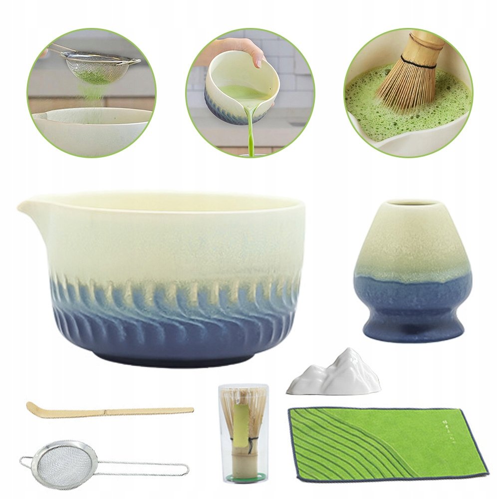 Zestaw Prezentowy Do Herbaty Matcha Czarka Miotełka Bambusoey Gradient 7W1