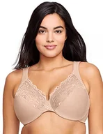 Biustonosze - Glamorise Damski biustonosz plus size niski krój Wonderwire koronkowy fiszbiny #1240, Kawiarnia, 95C - miniaturka - grafika 1