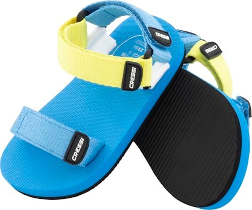 CRESSI since 1946 - Rainbow Sandals - Innovative Colourful Beach Sandals for Children Ideal for Beach Walks Home and Travel - Azure/Lime - 26 EU