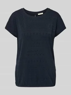 T-shirt o luźnym kroju z ażurowej dzianiny - Koszulki i topy damskie - miniaturka - grafika 1