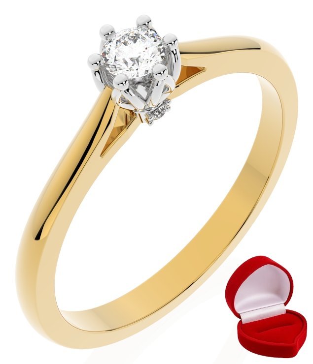 ZŁOTY PIERŚCIONEK ZARĘCZYNOWY 585 14k DIAMENT LAB BRYLANT 0,09 ct R28