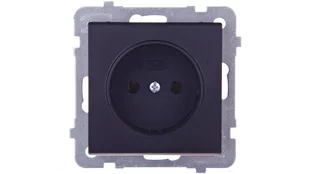 LEDart pojedyncze bez uziemienia, bez ramki - Ospel Sonata GP-1R/m/33 , kolor czarny metalik, 16A/250V - Gniazdka elektryczne - miniaturka - grafika 1