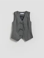 Kurtki i płaszcze dla dziewczynek - Reserved - Kamizelka w paski - ciemnoszary - miniaturka - grafika 1