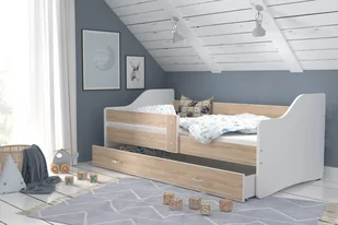 Łóżko białe sonoma, Sweety ze stelażem, z materacem, z szufladą, 180x80 - Łóżka - miniaturka - grafika 1