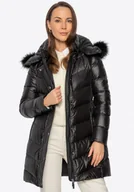 Kurtki damskie - Pikowana damska kurtka z naturalnym puchem czarna - miniaturka - grafika 1