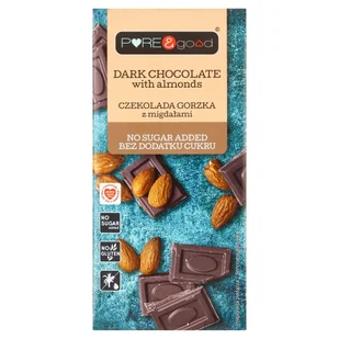 Pure and Good Czekolada Gorzka z Migdałami bez dodatku cukru bezglutenowa 75g - Pure and Good - Czekolada - miniaturka - grafika 1