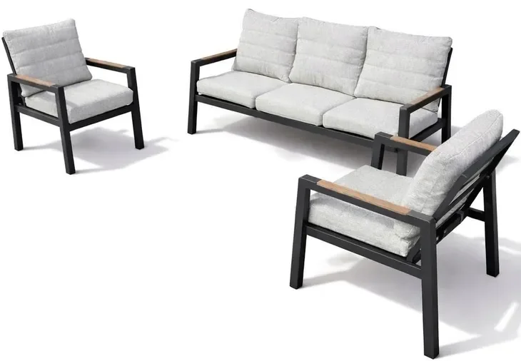 Zestaw meble ogrodowych aluminiowe modułowe Sofa + 2 fotele Grafitowy