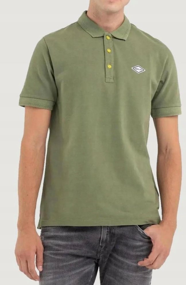REPLAY KOSZULKA POLO MĘSKA ZIELONA CASUAL XS JGR