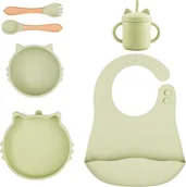 Zestawy naczyń dla dzieci - Zestaw Obiadowy dla Dzieci z Naczyniem Przyssawkowym - 6 Elementów Zielony - miniaturka - grafika 1